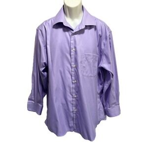 Pronto Uomo Long Sleeve Button Down Shirt Lavender Cotton Non Iron  17.5 (32-33)